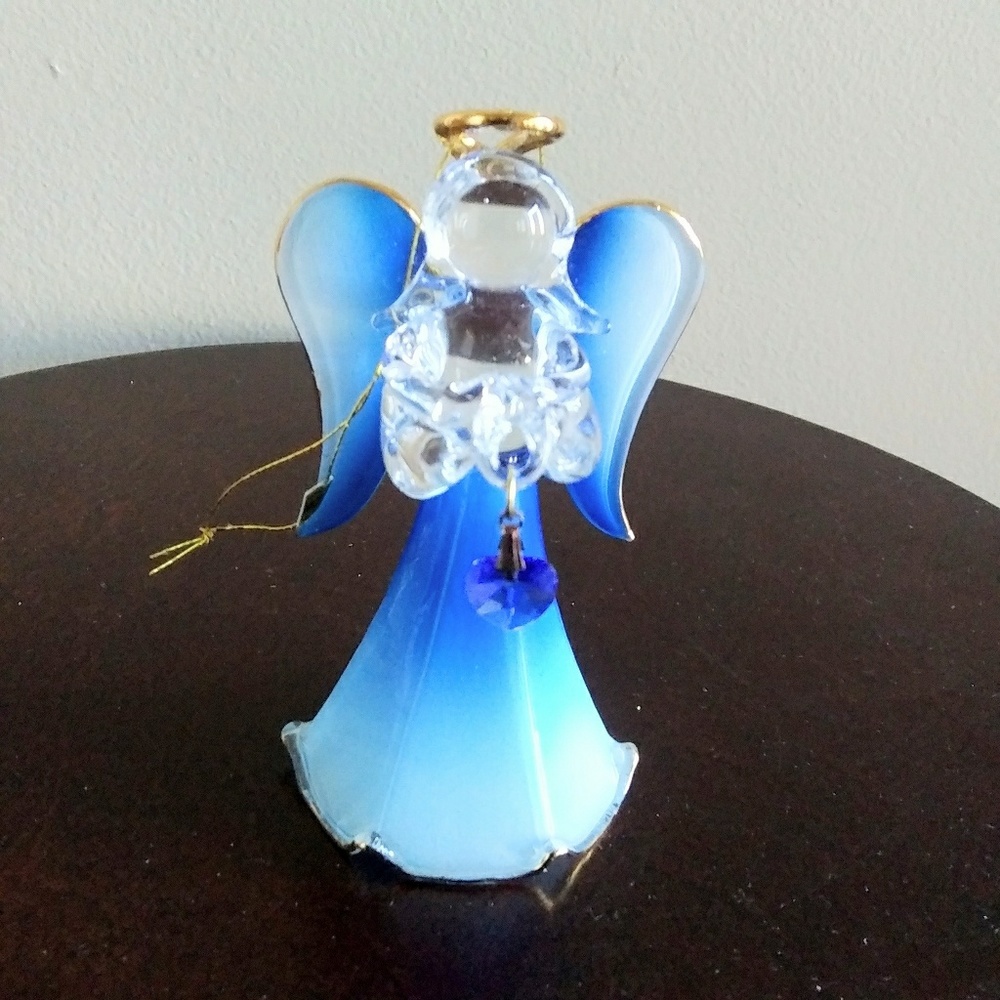 Glass Angel Ornament/ Clear/ Blue